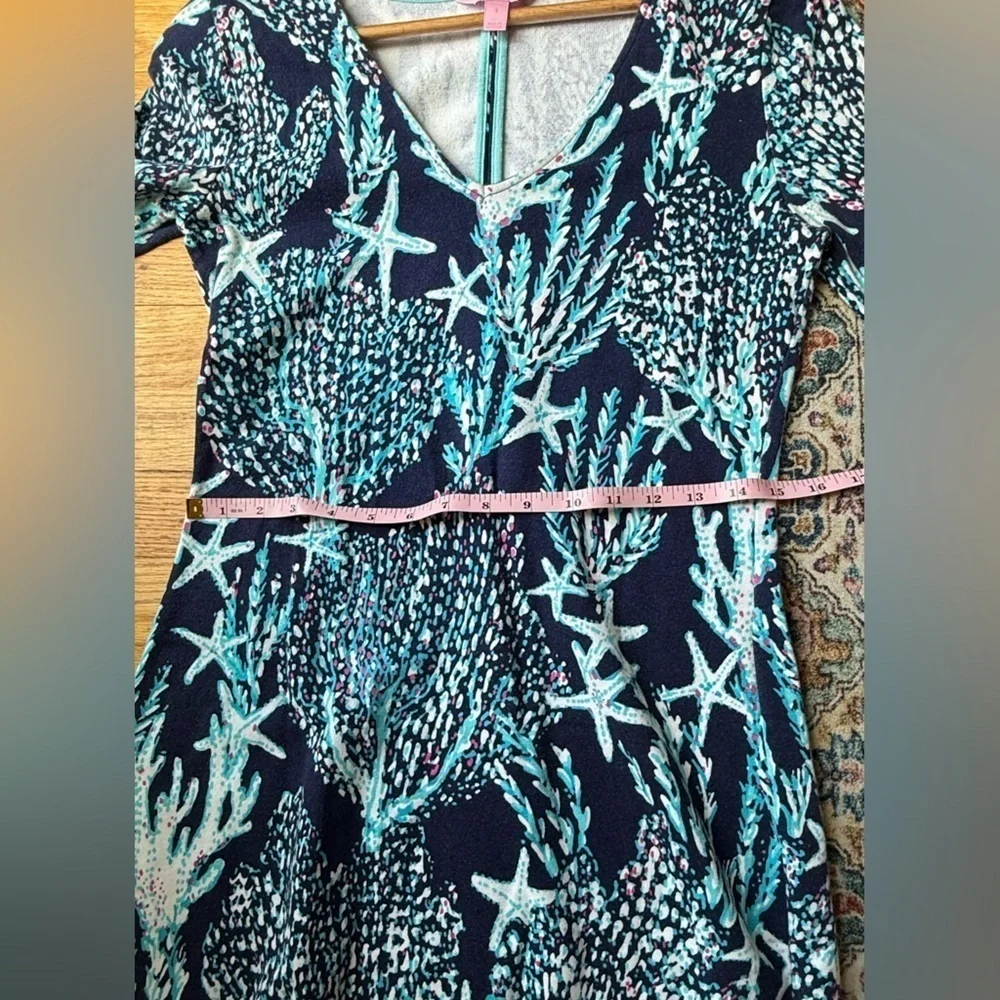 Lilly Pulitzer CLARKE  FRENCH TERRY DRESS Bright Navy Good Reef Size Small